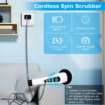 1Pc Electric Spin Scrubber Cordless